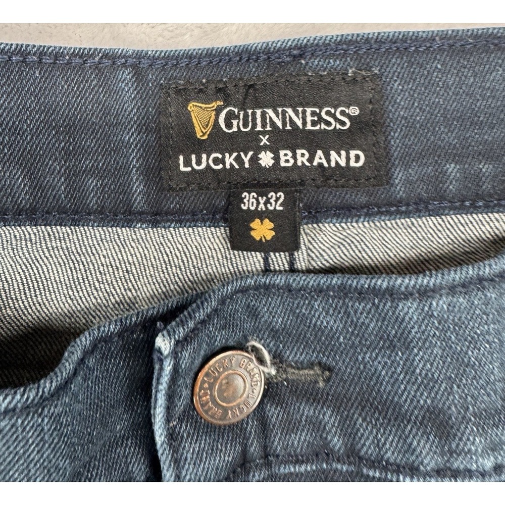 Guinness‎ x Lucky Brand Jeans Dark Wash Men's 36x25 (Tag 36x32) Hemmed - Picture 3 of 5